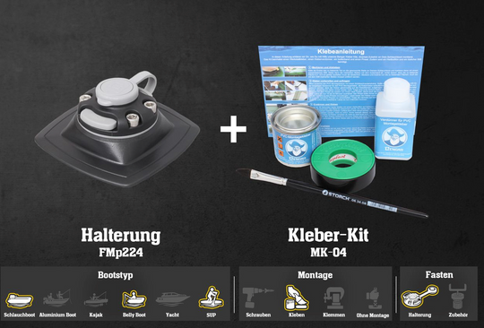 Fasten Halterung [PVC Basis] (110x110мм) + Kleber Kit Montage: Kleben - Schwarz